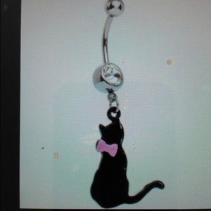 Black cat belly ring